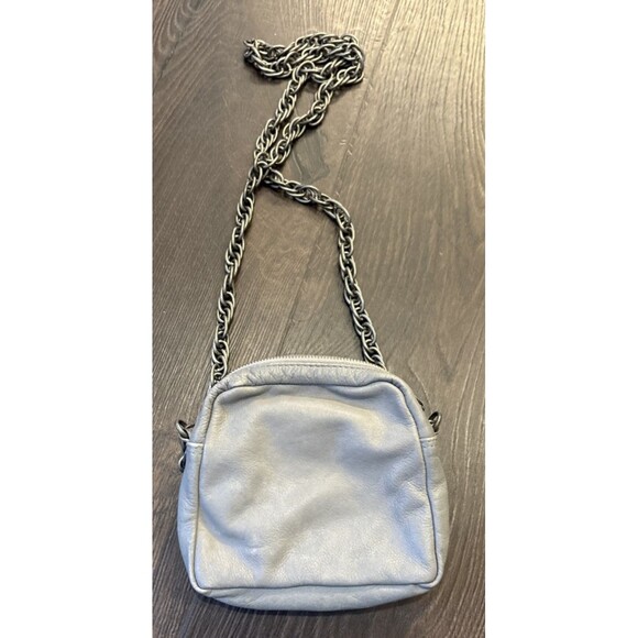 ANTIK BATIK Gray Leather Boho Fashionable Beaded Mini Bag with Chain Strap - Picture 3 of 11